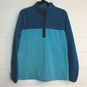 Columbia Sz L Turquoise Fleece Snap Pullover Jacket